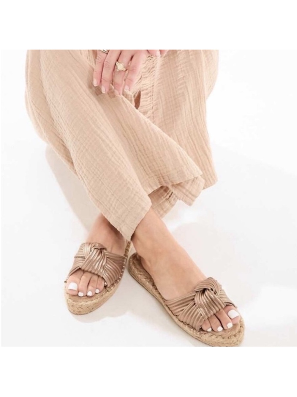 NEW! ASOS Jade Knotted Espadrille Mules in Gold. 9.